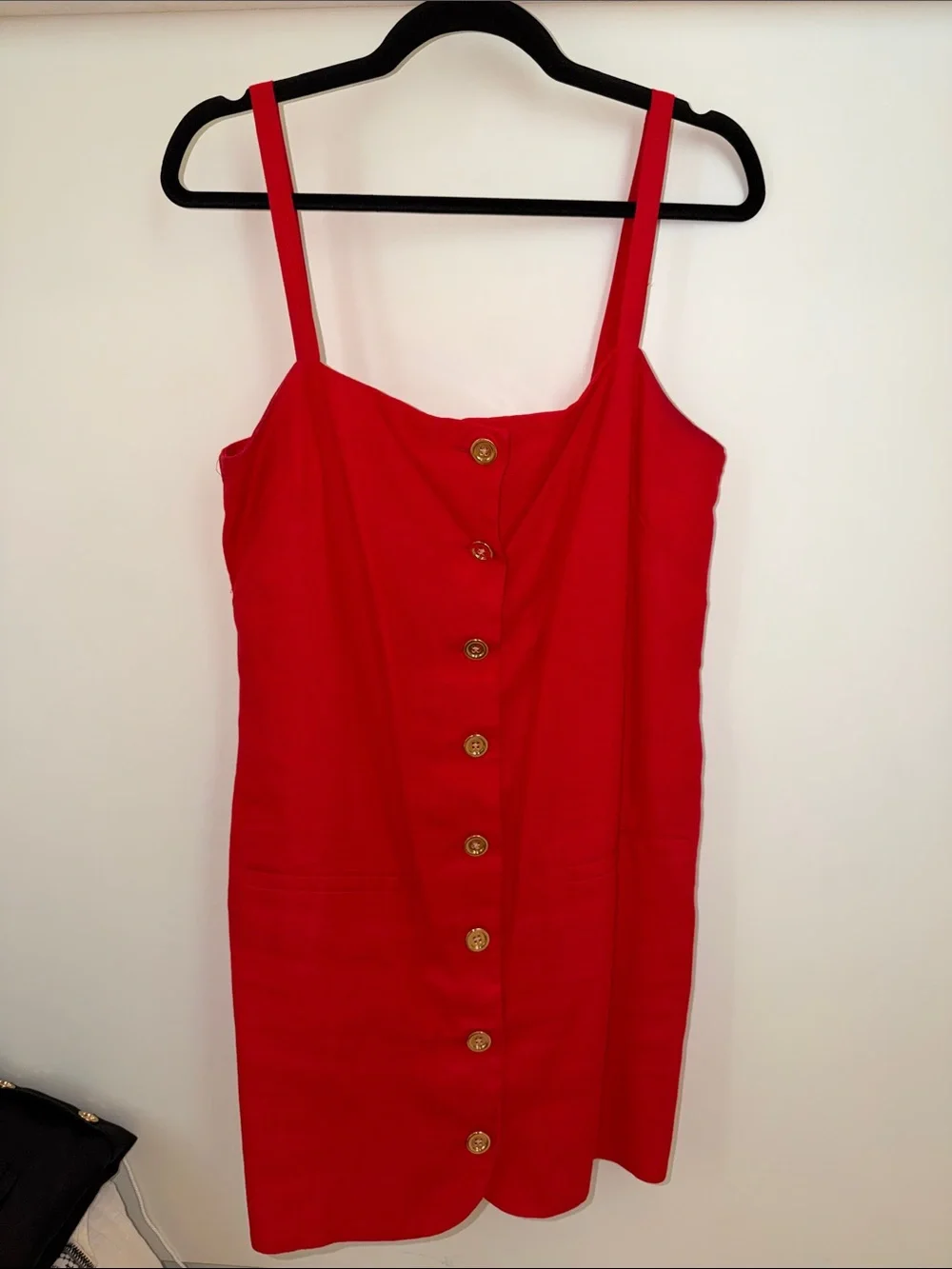 J. Crew Red Button-Front Linen Mini Dress size small